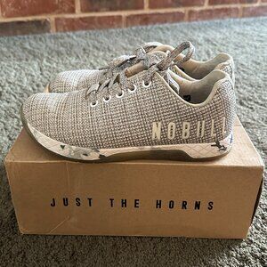 🏋🏽‍♀️NOBULL Superfabric Trainer Women’s Size 6.5 White (grey tweed) camo sole